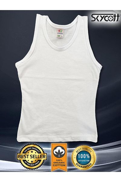 skycott Tricou alb din 3 piese pentru băiat - 100% bumbac, curea groasă