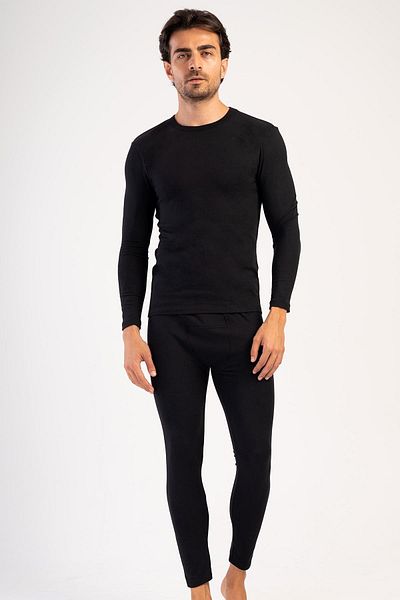 C&City Ανδρικό Σετ Εσωρούχων Crew Neck Thermal - Μακρυμάνικο Μαύρο 405153   / 409002
