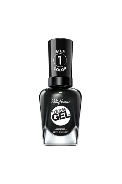 Sally Hansen Miracle Gel Nail Polish without artificial UV light Blacky O, Black, with intense gloss