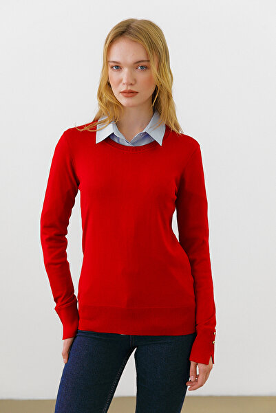 urban focus Crew Neck Sleeve Button Sweater