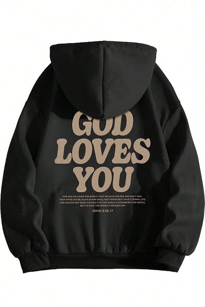 Moda Glo Голям суичър с щампа Good Loves You