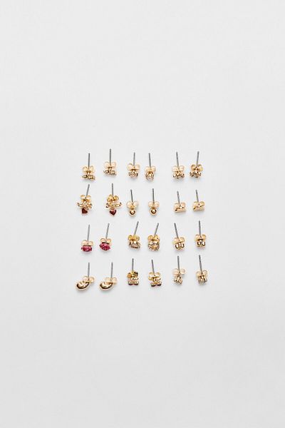 Stradivarius Set of 12 Rose and Cherry Earrings