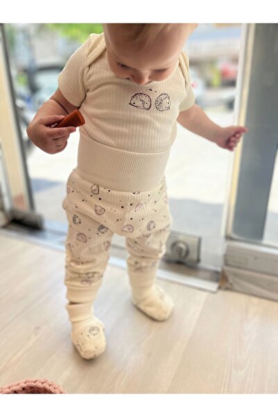 Zeyno ve Memo %100 ORGANİK PAMUK KİRPİ DESENLİ BEBEK ÇOCUK ÇORAP/PATİK - 3/6  - 6/12