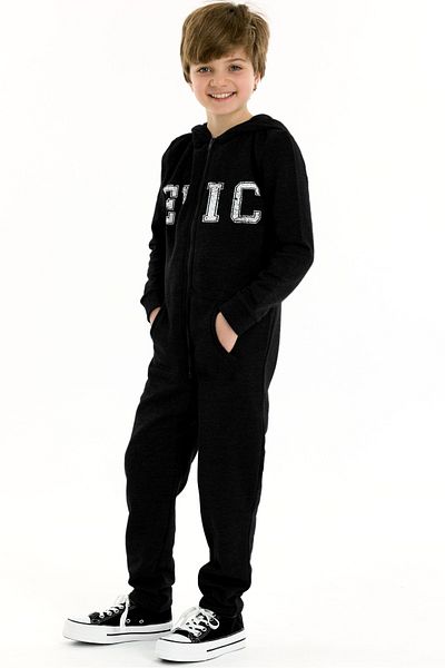 Kyron Boys' Overalls - Cotton, Pocket Detail, Zipper, Hood, Anthracite