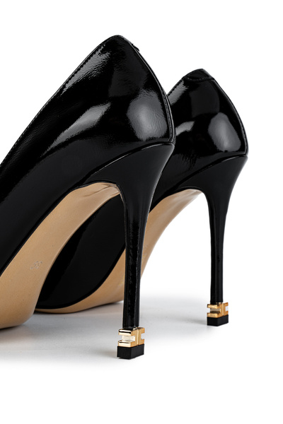 Cengiz Gümüş Siyah Rugan Sivri İnce Platform Ayakkabı