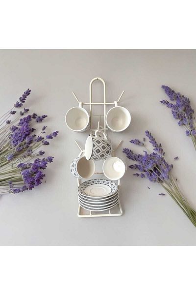 EceAksesuar Κρεμάστρα για φλιτζάνια, κρεμάστρα με πιάτο κρέμας, επιτραπέζια, κρεμάστρα για φλιτζάνια καφέ στο εσωτερικό του ντουλαπιού πάγκου