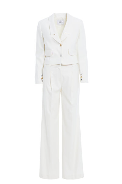 GİZİA Kısa Ceketli Ekru Takım Elbise