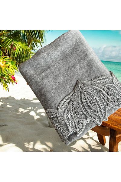 Çeyiz Bahçesi Gray Plane Velvet Hand Towel - Dowry Garden