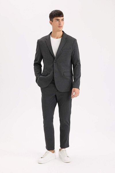 DeFacto Slim Fit Slim Fit Jacke Revers Knopf Blazer Jacke D6074AX24AU