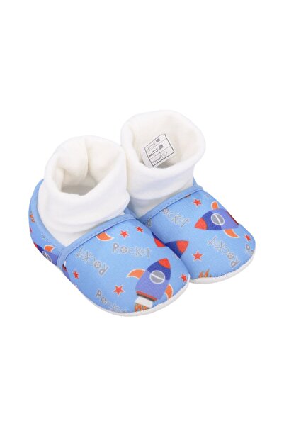 bebegen Erkek Bebek Mavi Roket Desenli Panduf