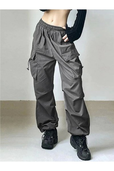 Violon Y2K Smoked Oversized Fit Tactical Baggy Trousers with Cargo Pocket