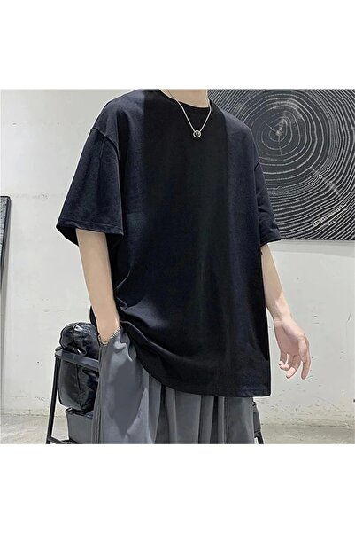 Violon Crna oversize unisex gotička jednostavna ležerna majica