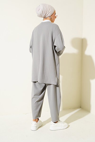 Bigdart 6681 Crew Neck Tunic Pants Set of Two - Gray