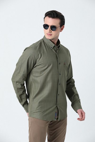 Brothers Ανδρικό πουκάμισο Comfort Fit με μακρυμάνικο μονό τσεπάκι πλενόμενο καρό σχέδιο πράσινο-κίτρινο