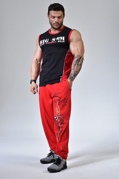 Big Sam Men's Sweatpants Red Body Pants