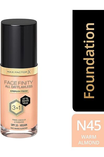 Max Factor Facefinity All Day Flawless Foundation - N45 - Warm Almond, 30ml