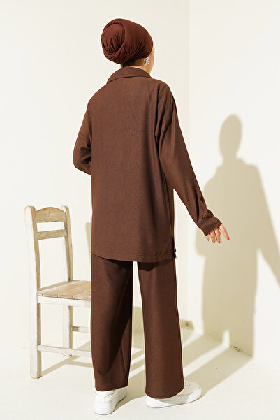 Bigdart 6684 Bol Paça Pantolon Tunik İkili Takım - Kahverengi