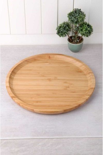 BALSA 25 cm Bamboo Round Plate Tray - Yuv2525