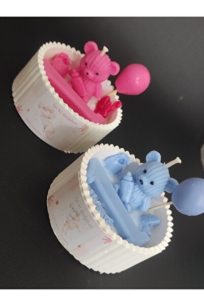 BOHEM Bebek doğum günü hediyelik mum mavi