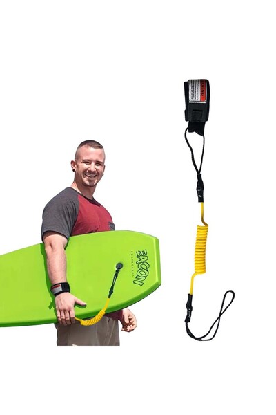 Choice قطعة واحدة صفراء جديدة من مقود ركوب الأمواج الساخن مع خطاف وحبل يدوي وحزام لف واحد ومقود ركوب الأمواج