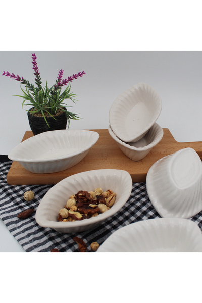 Arna Porselen 14 Cm Midye Çerezlik 6 Adet - Taş
