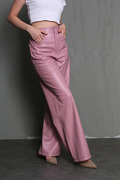 Madmext Gül Kurusu Deri Basic Kadın Pantolon MG1316