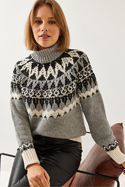 Bianco Lucci Women's Jacquard Raglan Knitwear Sweater 20246206