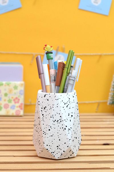 Bİ DOLU DÜKKAN White Pen Holder & Makeup Brush Holder & Desktop Organizer & Bathroom Organizer
