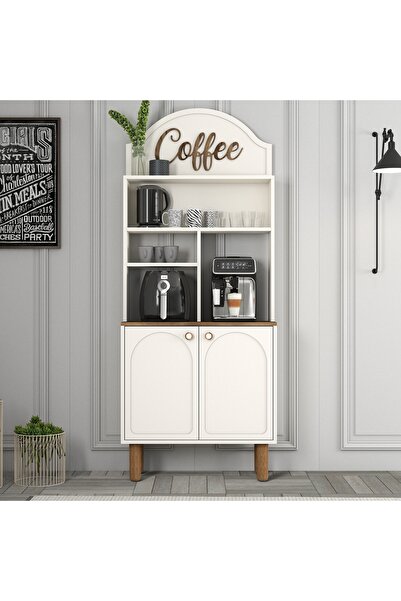 Variant Mobilya Bohem Kahve Köşesi Çok Amaçlı Dolap 80cm - Krem