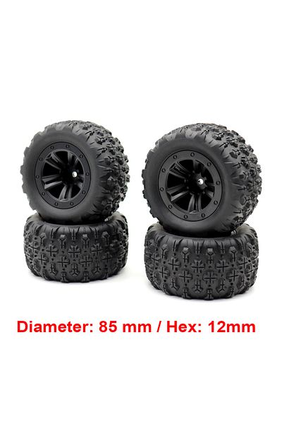 Brilliant Deer 4 Monster Truck Tire 4pcs 85mm 12mm Hex Rubber Tires Wheels For Scy 16101 16102 16103 Pro Mjx Hyper