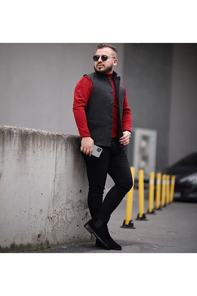 FMB Ticaret Italian Style Stamped Prevailing Collar Slim Fit Premium Vest