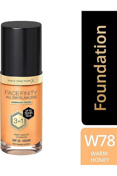 Max Factor Facefinity All Day Flawless Foundation - W78 - Warm Honey, 30ml