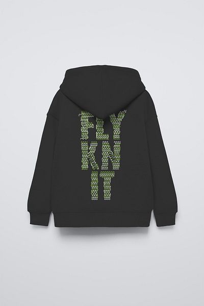 The Champ Clothing Черен колективен детски суитшърт с качулка и надпис на гърба Fly Kn It