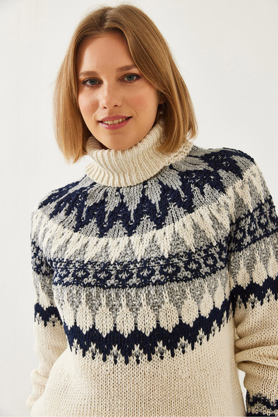 Bianco Lucci Women's Jacquard Raglan Knitwear Sweater 20246206