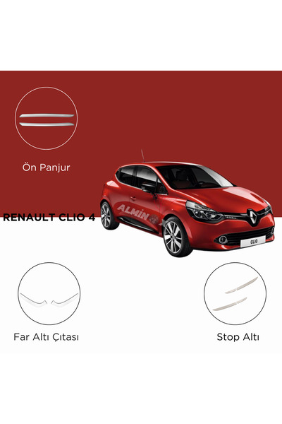 ALMİNOX OTO AKSESUAR RENAULT CLİO 4 SET ÖN PANJUR-FAR ALTI ÇITASI- STOP ALTI