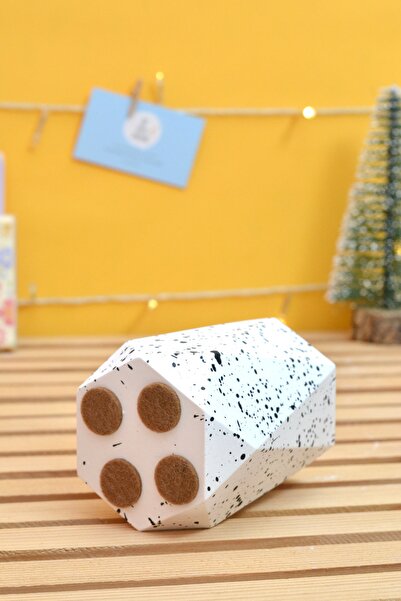 Bi' Dolu Dükkan White Double Office Set | Geometric Pen Holder Notepad Holder | Desktop Organizer