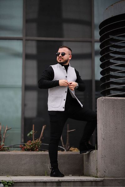 FMB Ticaret Italian Style Stamped Prevailing Collar Slim Fit Premium Vest