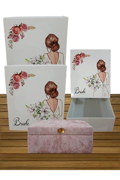 Sonem Çeyiz Набір з 4 предметів для нареченої та нареченого - скринька для приданого, коробка для речей 0122