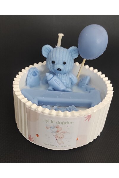 BOHEM Bebek doğum günü hediyelik mum mavi