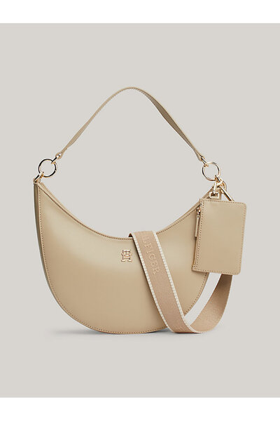 Tommy Hilfiger Beige Mini Shoulder Bag - Ring Strap, Wallet Accessory Aw0aw16...