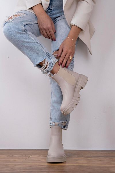 sovrana Beige Rubber Detailed Boots