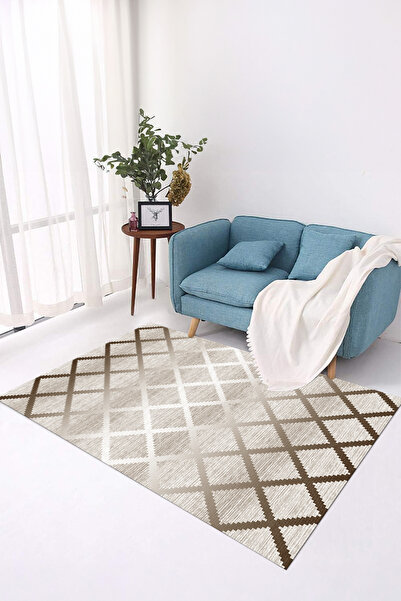 Viyana Home Dijital Kaymaz Taban Yıkanabilir Sade Çizgili Desenli Yolluk Mutf...