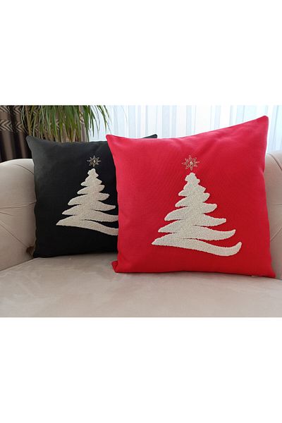 Home Pine Wood Punch Embroidered Throw Pillow Cover