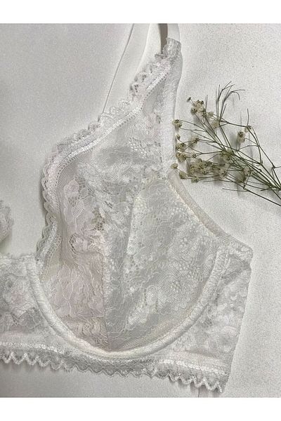 chiara grazia Mtk 012542 Σουτιέν με λευκή δαντέλα Half Pad C Cup