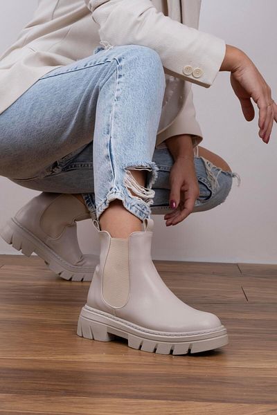sovrana Beige Rubber Detailed Boots