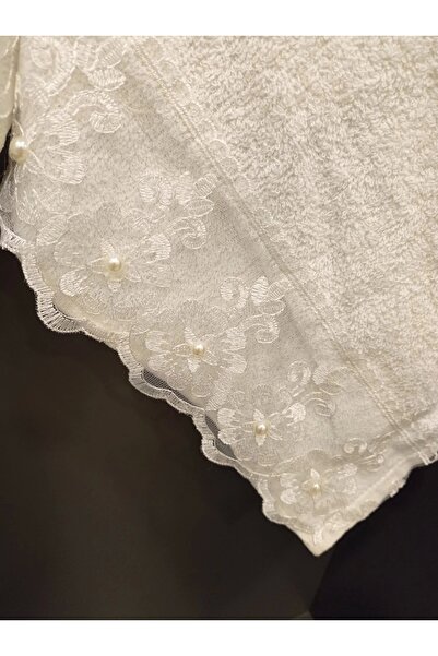 NİVEMESHOME Nivemeshome Batik Moons Cream Embroidered Towel