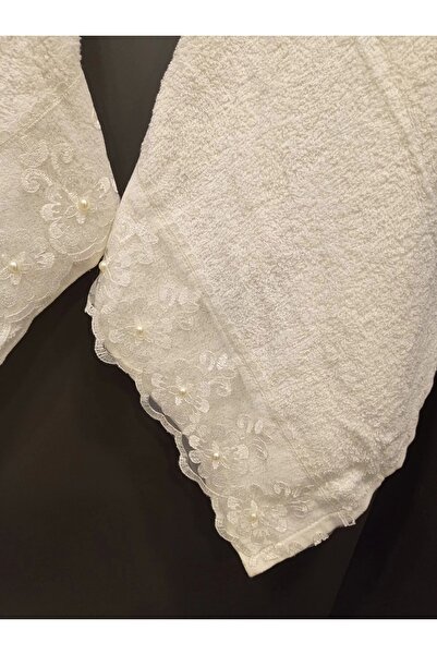 NİVEMESHOME Nivemeshome Batik Moons Cream Embroidered Towel