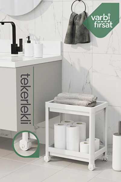 Varbifırsat 2 Katlı Tekerlekli Düzenleyici Mutfak Rafı Banyo Rafı Tezgah Altı Evye Altı Deterjanlık