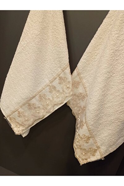 NİVEMESHOME Nivemeshome Batik Moons Coffee Embroidered Towel