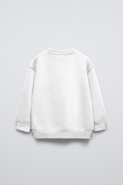 The Champ Clothing Hanorac oversize pentru copii, alb, cu ursuleț de pluș cu imprimeu